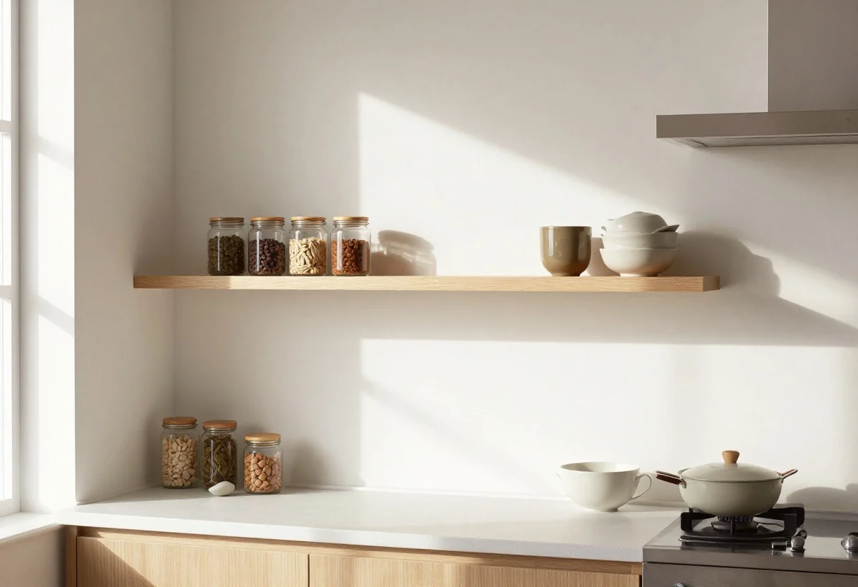 Featured image for: How One Simple Shelf Helped Organize a Small Kitchen
