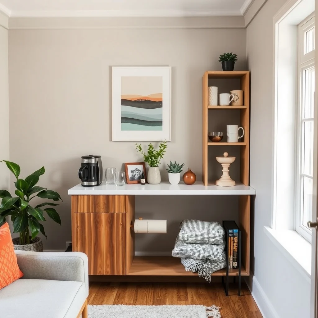 How to Create a Coffee Station on a Tiny Counter interior: 3. Incorporate Smart Storage Solutions Without Adding Bulk - When floor space is at a premium, vertical storage becomes a lifesaver. A narrow, open‑shelf unit that rises just above the countertop height can hold mugs, a small French press, and a handful of syrups.