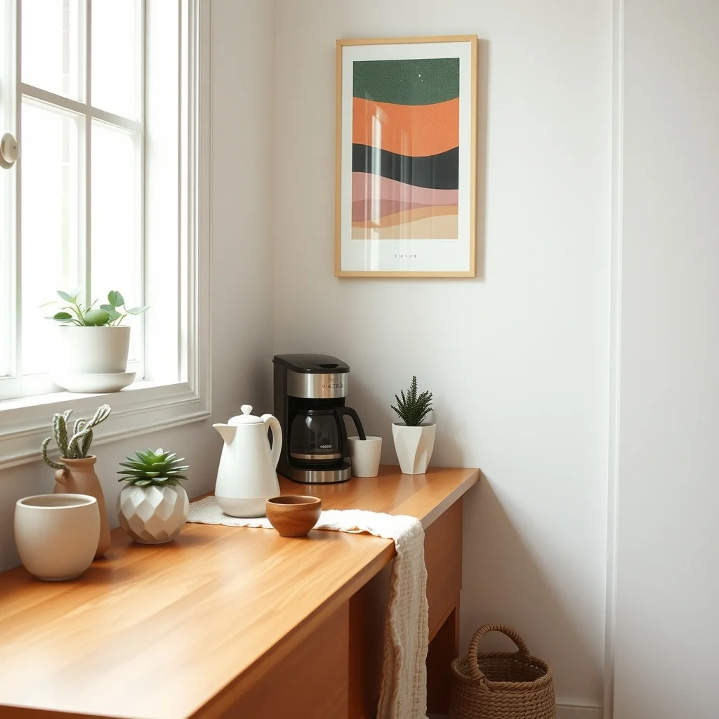 How to Create a Coffee Station on a Tiny Counter interior: FAQ - How much countertop space do I really need for a coffee station? You can create a functional station on a strip as narrow as 12 inches, provided you prioritize vertical storage and keep only the