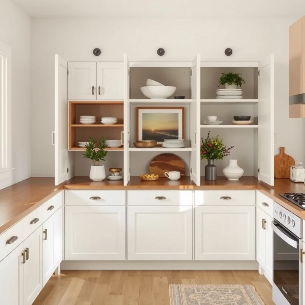How to Create a Pantry in One Kitchen Cabinet interior: 7. Choose hardware and finish that blend with the kitchen - The cabinet doors themselves can reinforce the pantry’s integration. Swapping out generic knobs for a pair of brushed‑nickel or matte‑black handles adds a touch of refinement. When the kitchen’s other cabinets use a soft‑close hinge,