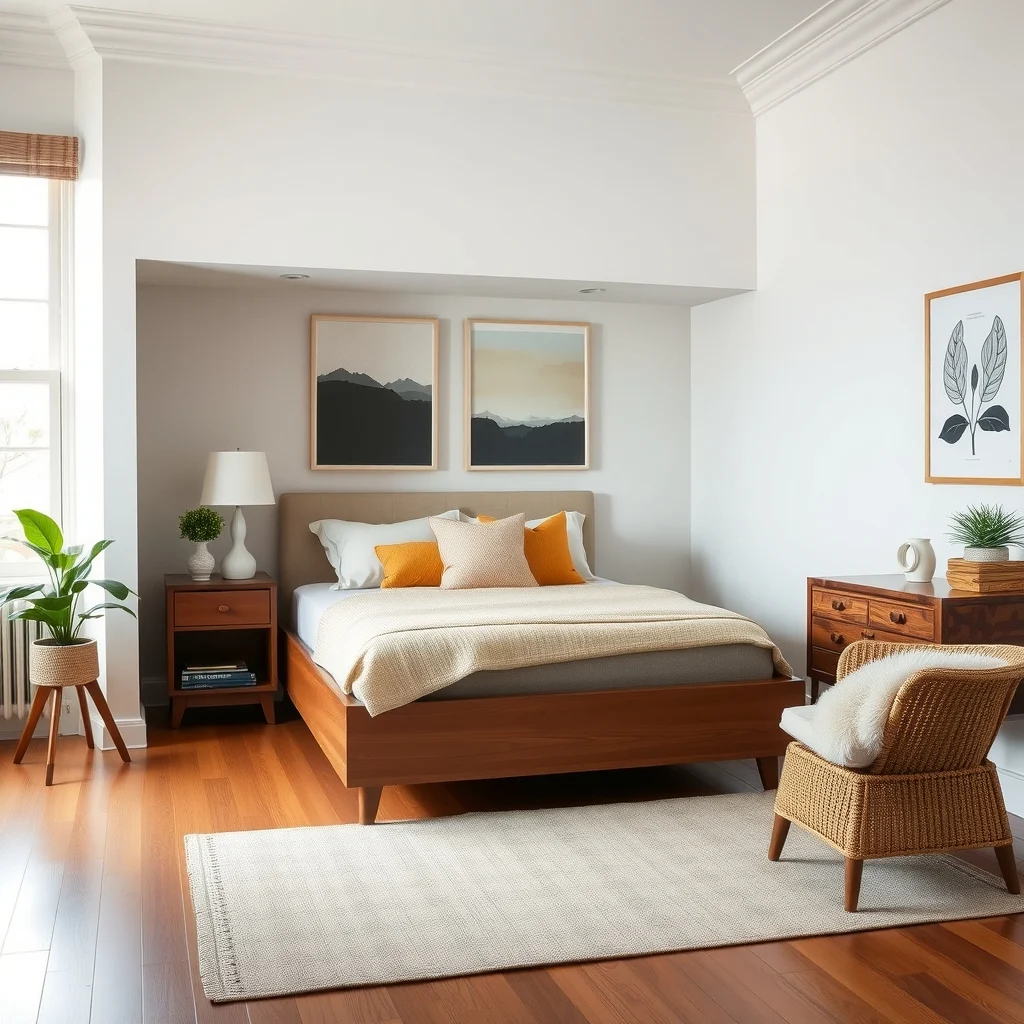 How to Create More Storage Around a Small Bed: 4. Use a storage bench at the foot of the bed - A low bench with a hinged lid serves as both a seating spot and a hidden compartment. Selecting a bench in a textured weave fabric or a warm walnut veneer adds visual interest without demanding
