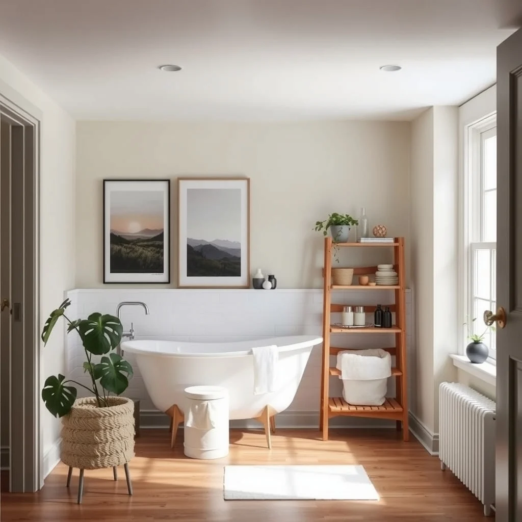How to Make a Renter-Friendly Bathroom Drop Zone interior: FAQ - Can I use a freestanding shelf in a small bathroom? Yes, a narrow ladder shelf fits well in tight spaces because it occupies only a few inches of floor width. It offers vertical storage without