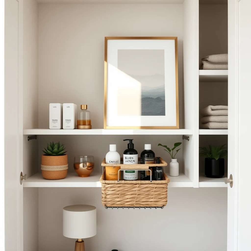 How to Organize a Bathroom Cabinet With Tall Bottles interior: 5. Incorporate a pull‑out drawer or basket for short‑height products - Not every bathroom cabinet includes a drawer, but a simple pull‑out basket can be installed on a shelf with a few brackets and a handle. This addition creates a dedicated space for items that don’t