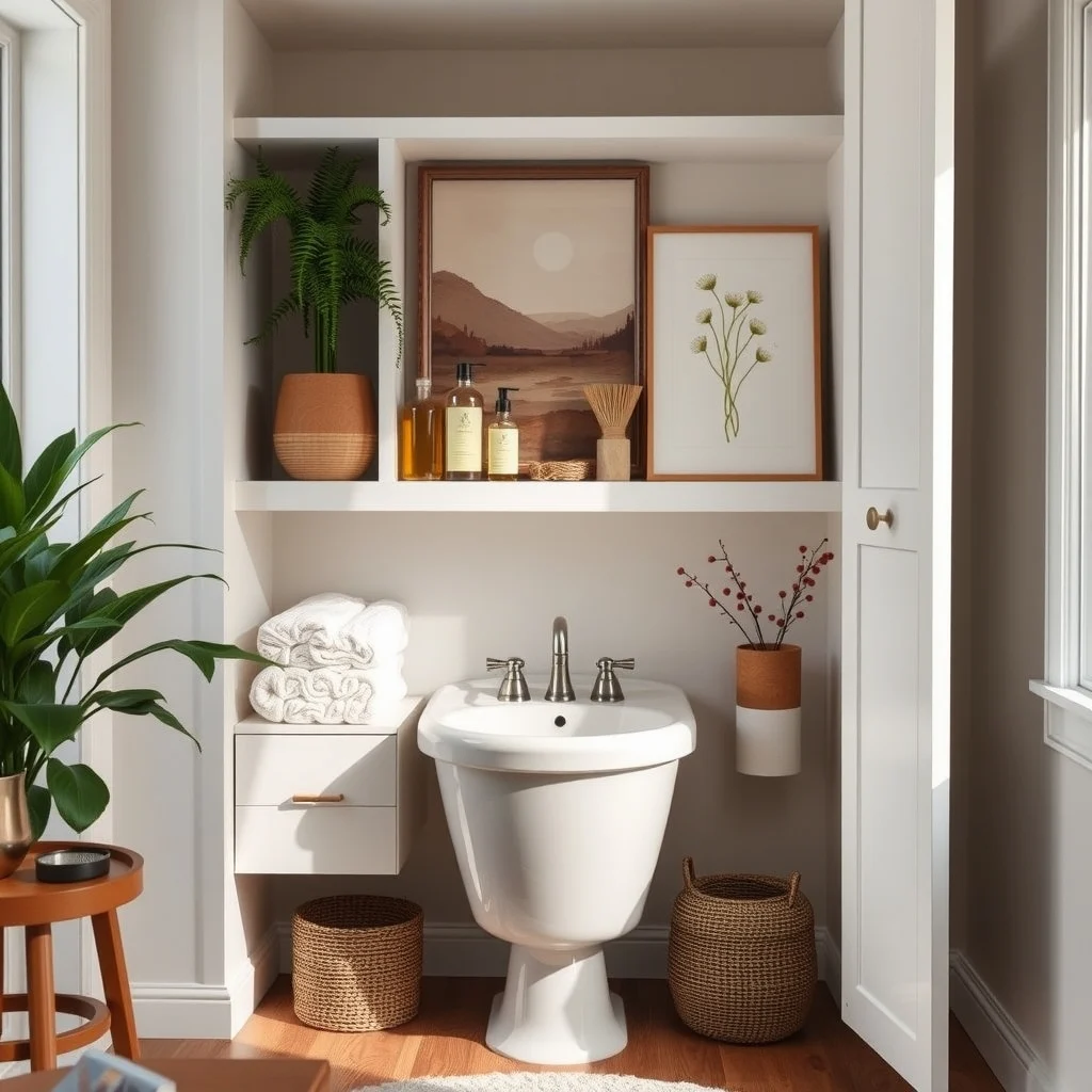 How to Organize a Bathroom Cabinet With Tall Bottles interior: Frequently Asked Questions - How can I fit a bottle that is taller than the cabinet depth? You can place a narrow, sturdy riser at the back of the shelf to create extra height, allowing the bottle to sit