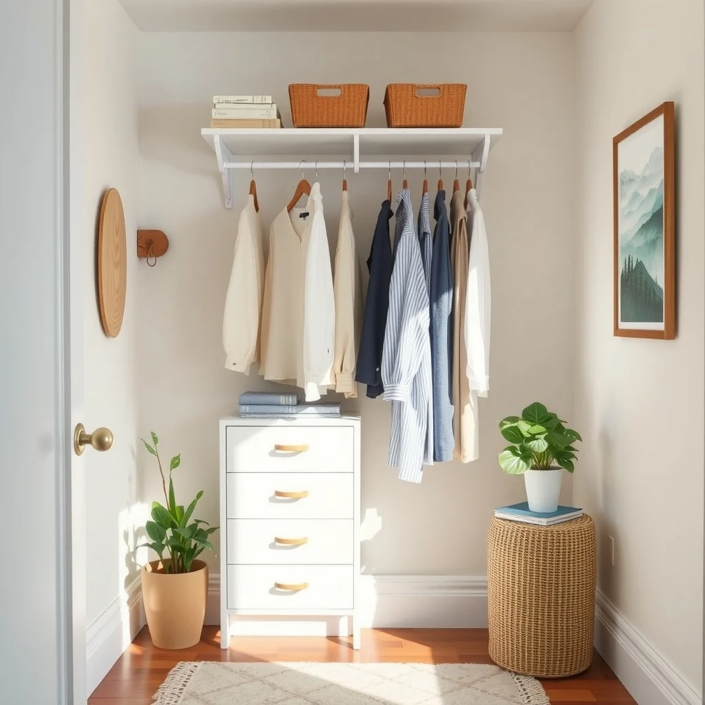 How to Organize a Tiny Closet With Double-Hanging Space: FAQ - How high should the lower rod be placed? The lower rod works well at about 38 inches from the floor, which accommodates most shirts and jackets without them touching the ground. This height also leaves