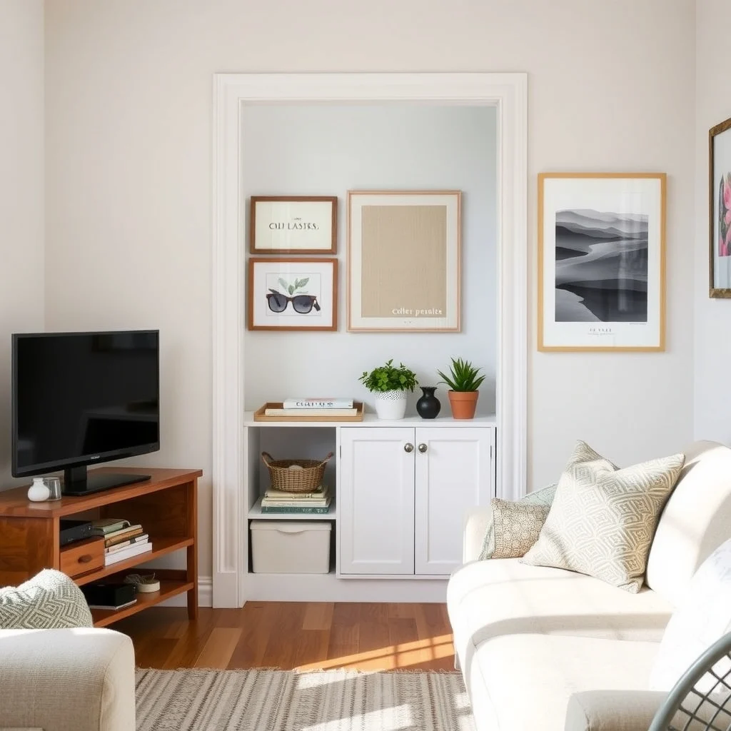 How to Organize Keys, Mail, and Sunglasses in a Small Home interior: 3. Incorporate a Built‑In Shelf Behind the Front Door - When wall space is at a premium, the area directly behind the front door often goes unused. Installing a shallow built‑in shelf—about four inches deep—creates hidden storage that remains out of sight when the door