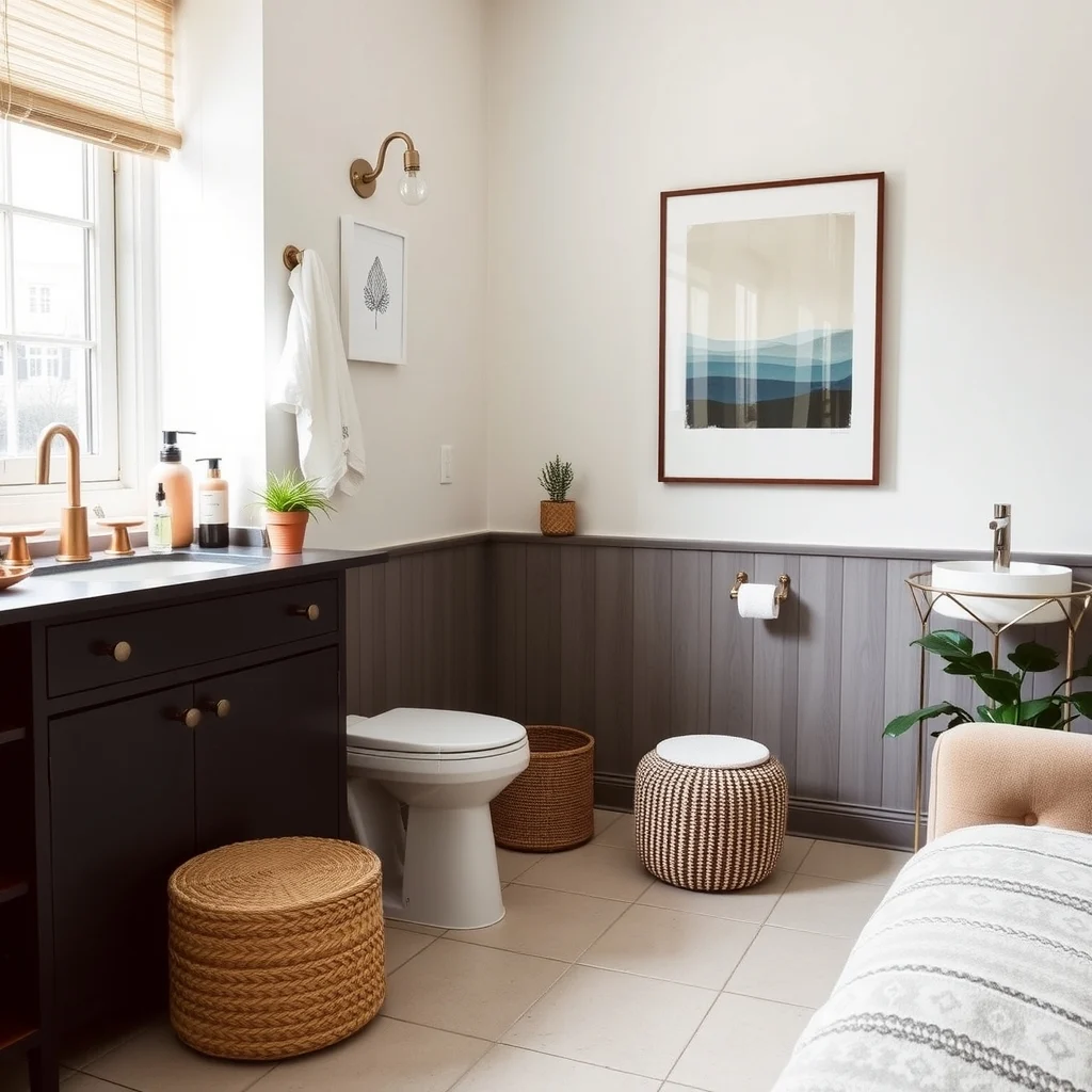 How to Organize Skincare in a Small Bathroom Without Clutter interior: 6. Choose Multi‑Purpose Fixtures That Double as Storage - When every square inch matters, look for fixtures that serve two roles. A towel bar with built‑in hooks can hold a small basket for facial wipes, while a soap dispenser integrated into a countertop edge