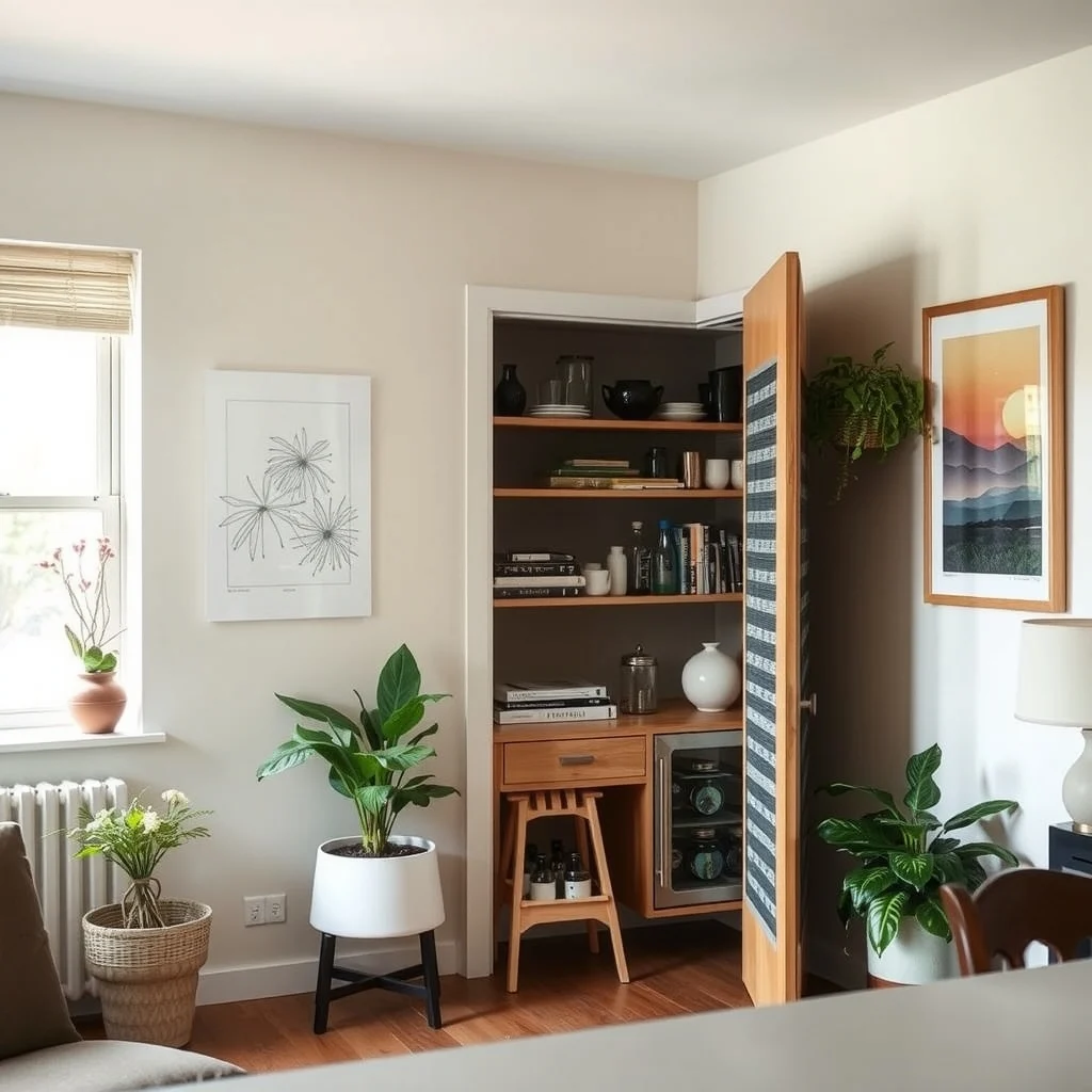 How to Organize Water Bottles in a Small Kitchen interior: 4. Install a Magnetic Strip Behind the Door - Many modern water bottles feature metal caps or loops that cling to a strong magnet. A thin magnetic strip mounted on the inside of a pantry or cabinet door provides a vertical storage option that