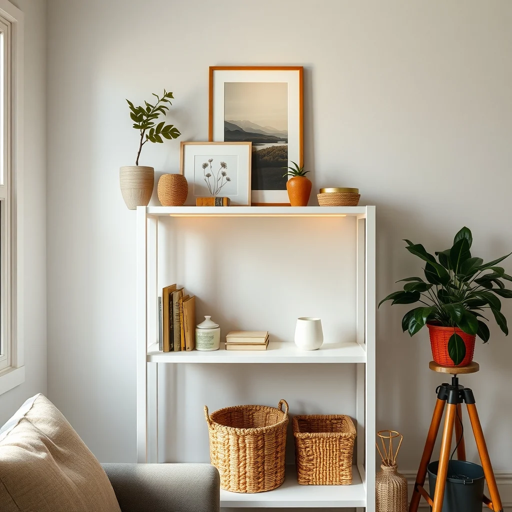 How to Set Up a Mini Pantry on a Freestanding Shelf interior: 5. Introduce Subtle Lighting for Better Visibility - Good lighting transforms a functional shelf into an inviting spot. A thin LED strip placed along the back edge of a shelf casts a soft glow that highlights the contents without adding glare. Battery‑operated puck