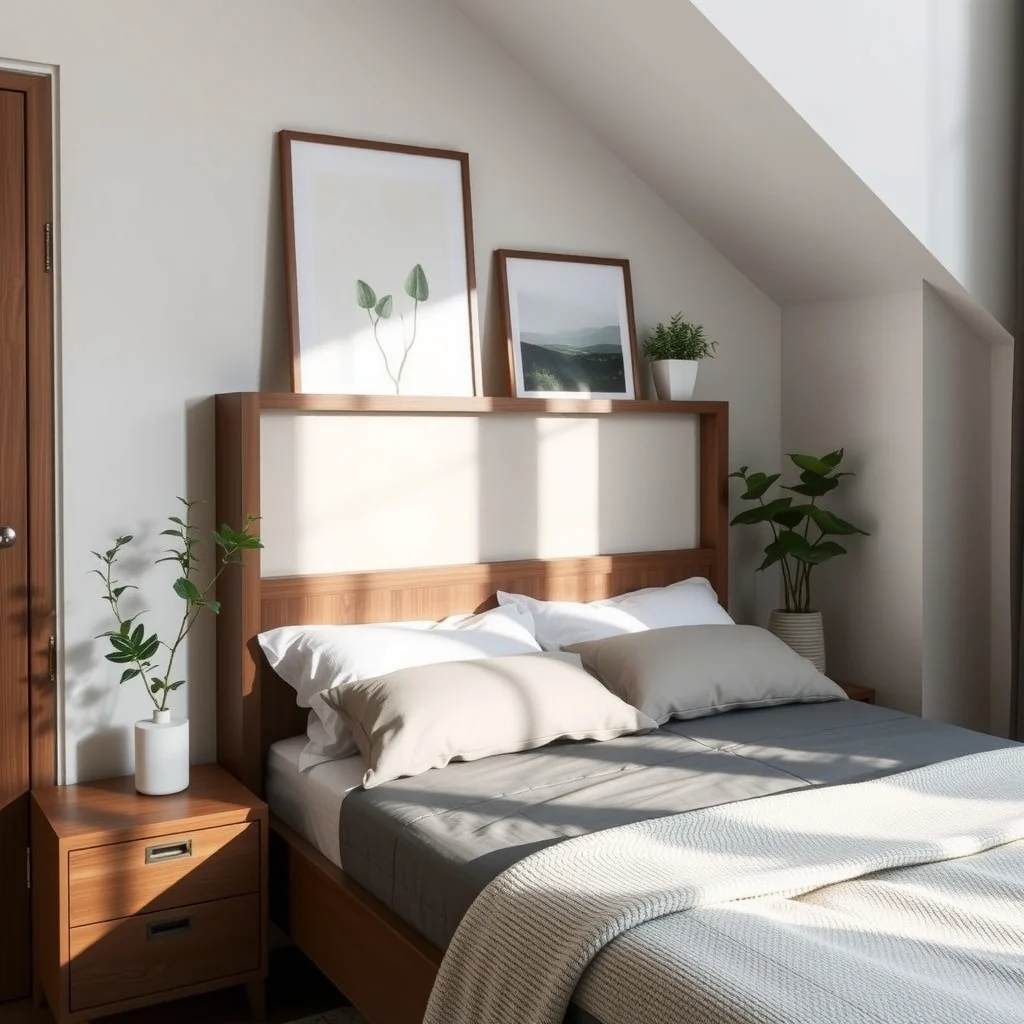 How to Store Extra Pillows in a Tiny Bedroom: 7. Opt for a Multi‑Purpose Headboard with Built‑In Bins - Modern headboards sometimes feature recessed compartments or shallow bins built into the design. A headboard with two or three low drawers, finished in a matte walnut or soft walnut veneer, provides a discreet spot for