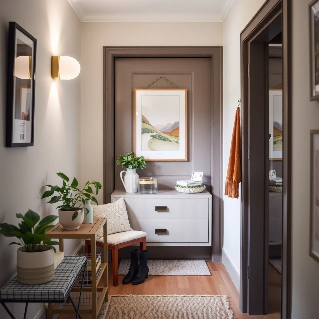How to Store Pet-Walking Supplies Near the Apartment Door: 7. Light the Area Softly to Highlight the Storage While Maintaining Warmth - Good lighting makes a narrow entry feel welcoming and helps you locate supplies quickly after a dim evening walk. A wall‑mounted LED sconce with a frosted glass shade diffuses light evenly across the cabinet and