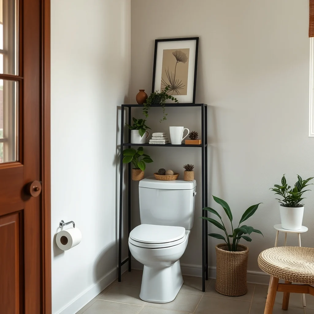 How to Store Toilet Paper in a Bathroom With No Storage interior: 3. Use a Freestanding Corner Shelf - Corner shelves are designed to occupy the often‑ignored junction where two walls meet. A triangular, open‑frame shelf made of powder‑coated steel fits snugly into a corner, leaving the center of the room open. By placing