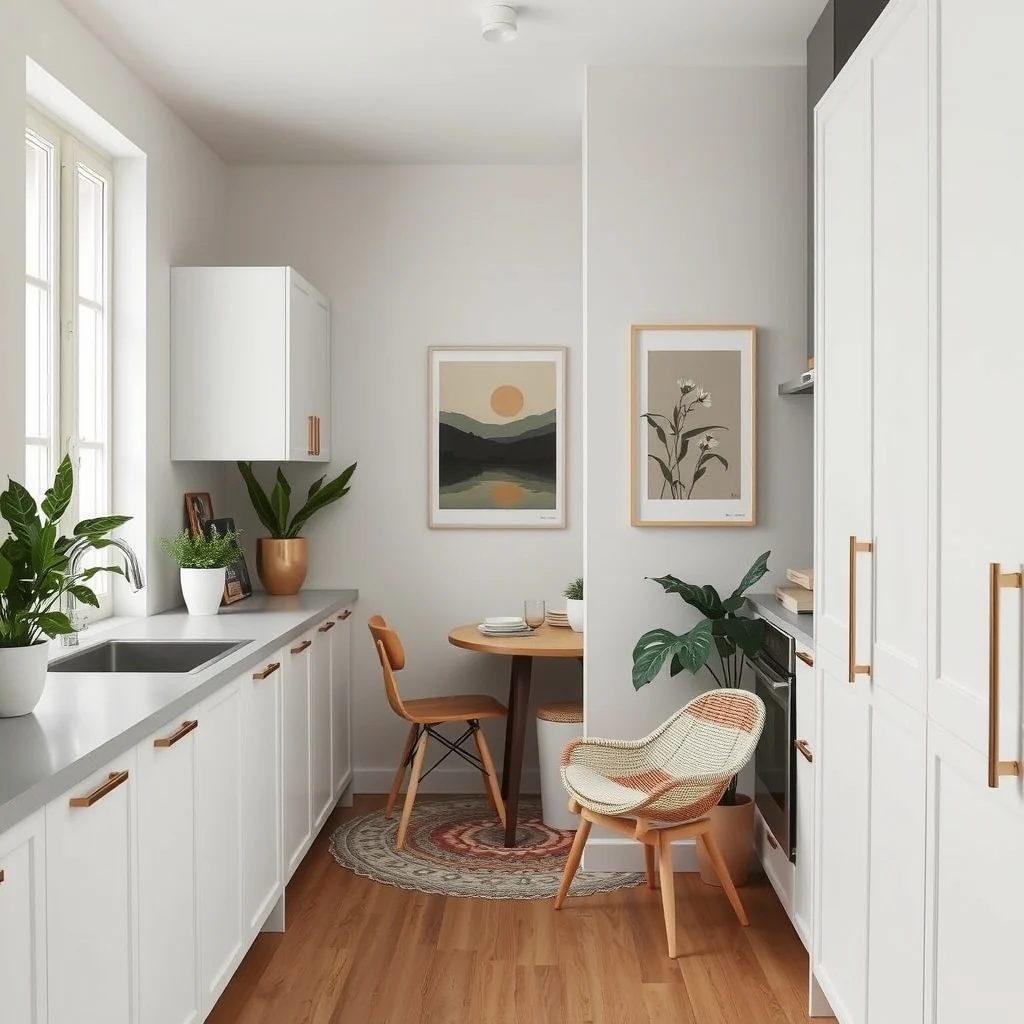 How to Use Vertical Space in a Narrow Apartment Kitchen interior: 7. Utilize the Inside of Cabinet Doors - The interior of cabinet doors are often overlooked, yet they provide perfect real estate for slim storage solutions. Adhesive racks can hold spice jars, cutting boards, or even a slim wine rack, turning dead