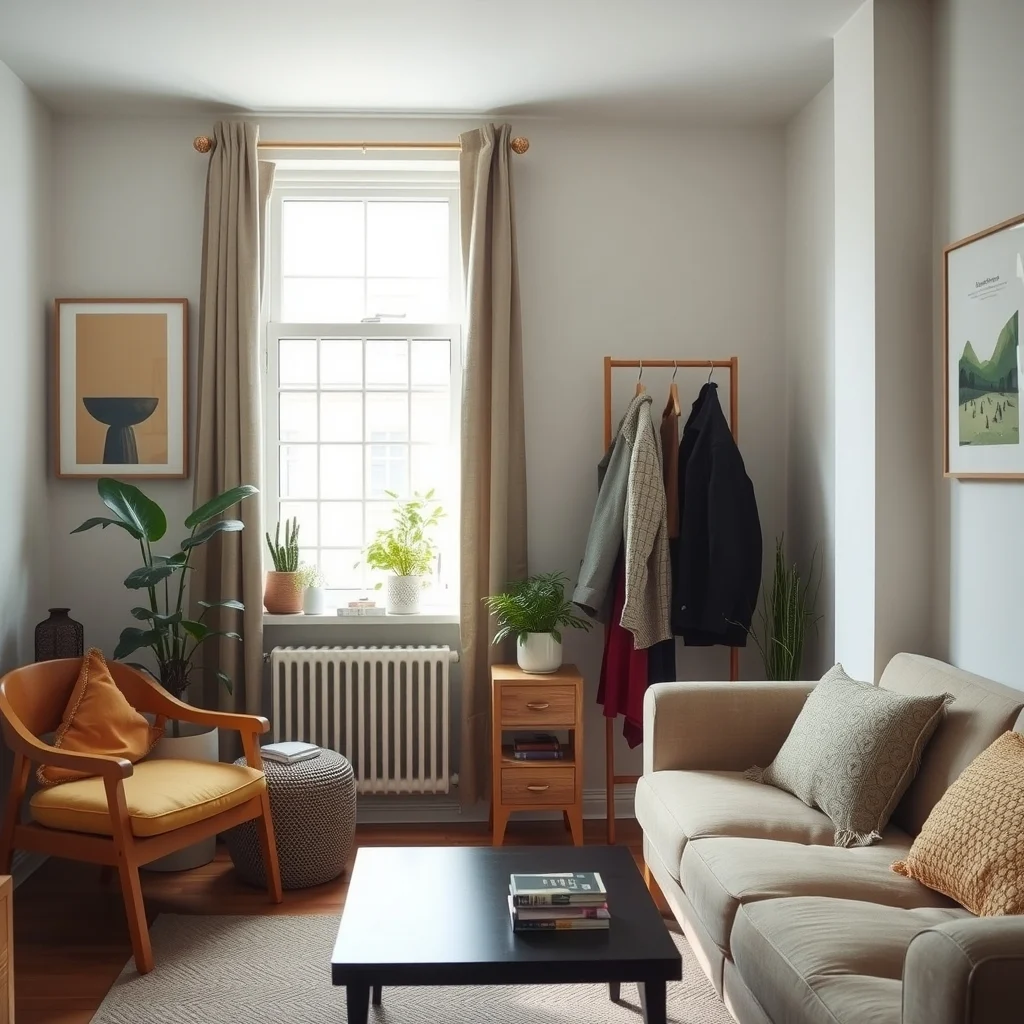 Small Apartment Coat Storage Without a Coat Closet interior: FAQ - How can I keep coats from smelling musty in a small apartment? Ventilation is key; place a small wooden or metal coat rack near a window so fresh air can circulate. Adding a breathable fabric