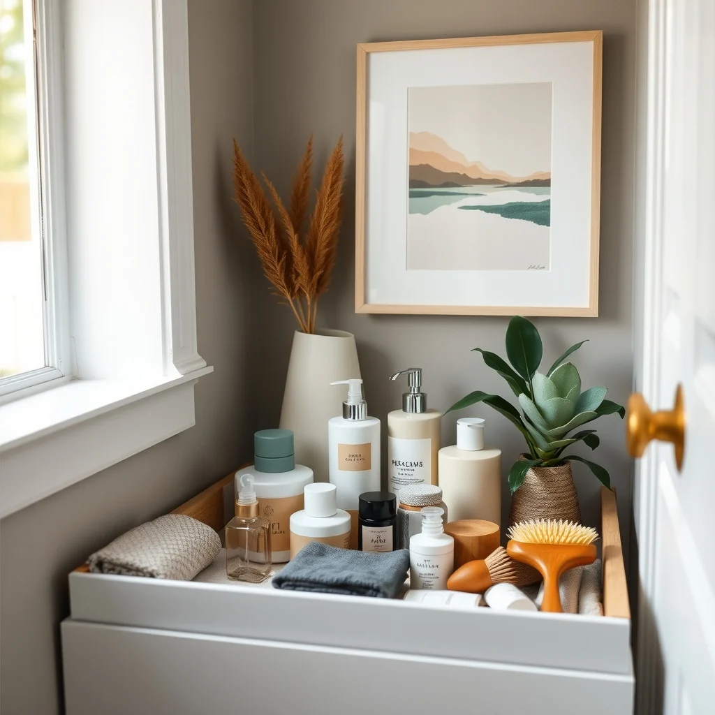 Small Bathroom Drawer Organization for Everyday Essentials interior: 3. Line the Drawer with Soft Fabric or Silicone Mats - A thin fabric liner or silicone mat protects delicate items such as glass perfume bottles and wooden hairbrushes from the hard drawer bottom. The liner also reduces noise when you open and close the drawer,