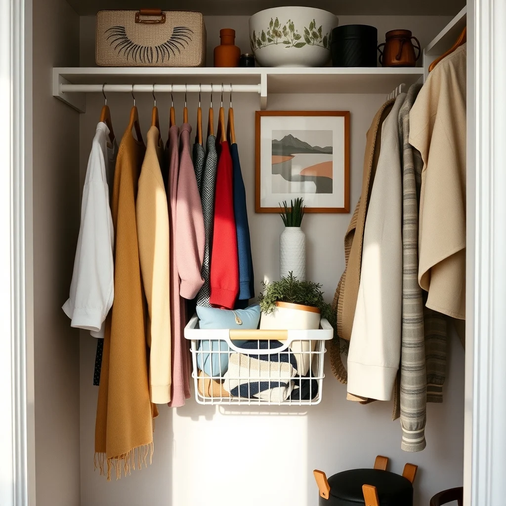 Small Closet Organization for Renters on a Budget: 4. Add a Slim Pull‑Out Basket for Accessories - Accessories such as scarves, belts, and small bags often disappear in the back of the closet. A narrow pull‑out basket, no wider than six inches, slides between the hanging rod and the shelf, using space