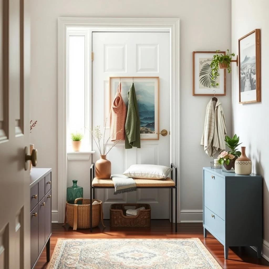 Small Entryway Bench Alternatives for Tight Spaces interior: 6. Over‑Door Organizer with a Fold‑Down Seat - An over‑door organizer is typically used for hanging accessories, but many modern designs include a thin fold‑down panel that can serve as a temporary seat. Choose a with a sturdy metal frame and a