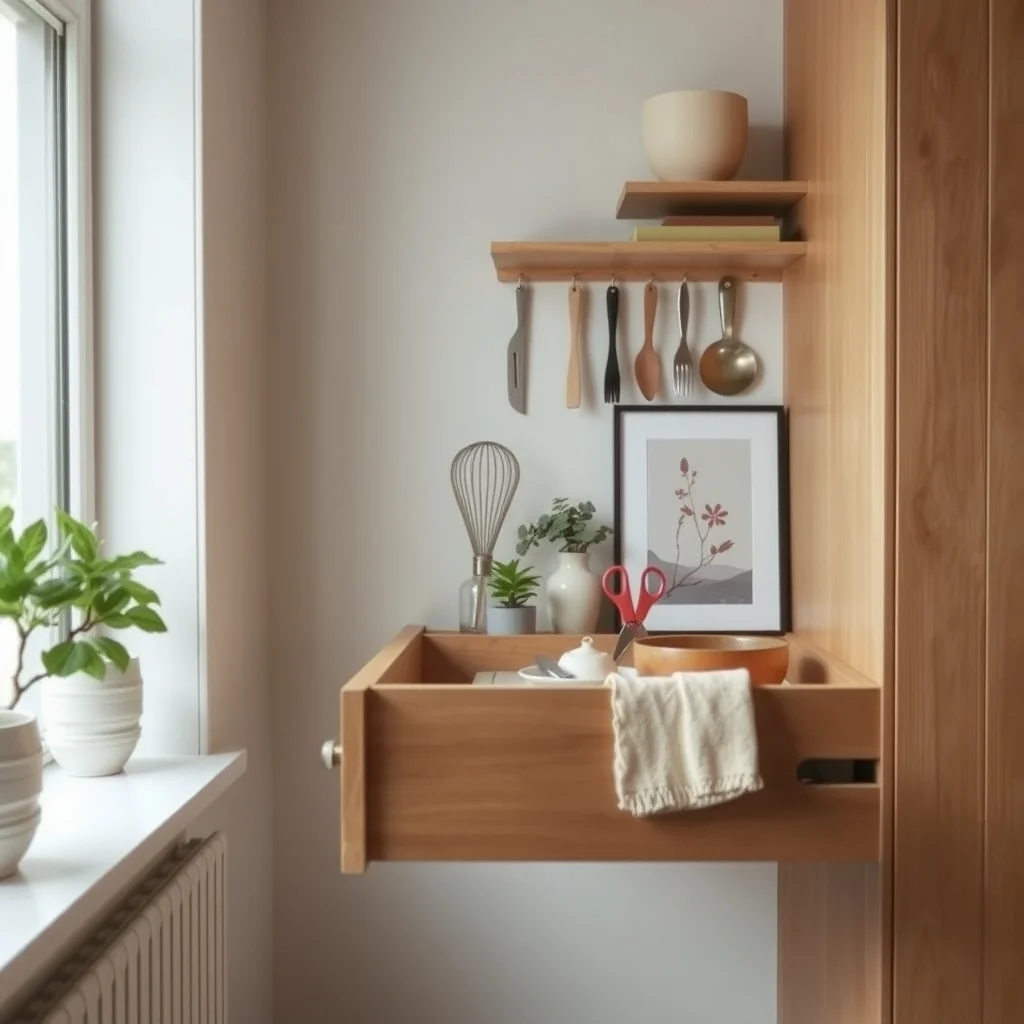 Small Kitchen Drawer Organization for Utensils and Tools interior: 5. Integrate a Magnetic Strip for Metal Tools - Metal utensils such as a stainless‑steel whisk, a metal peeler, or a set of kitchen scissors cling naturally to a magnetic strip, turning the side wall of the drawer into a functional display. A thin,