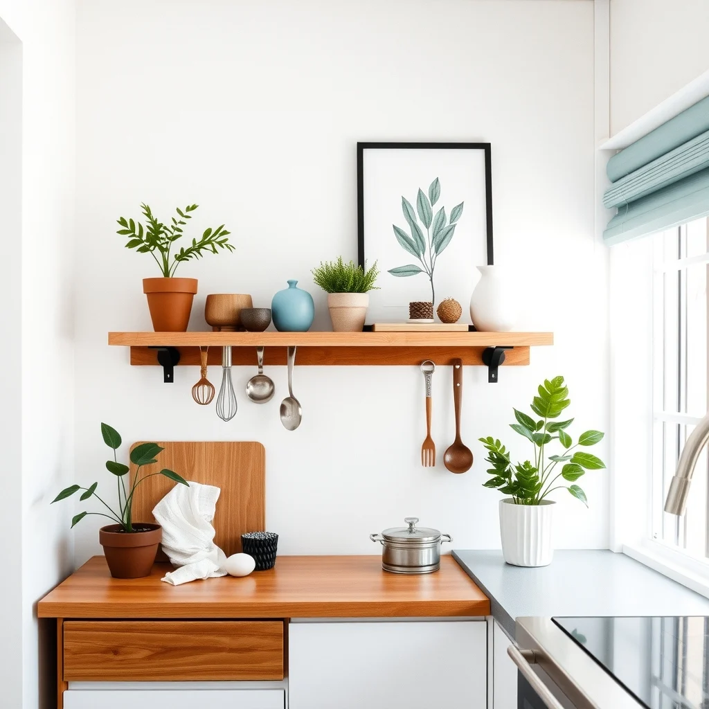Small Kitchen Shelf Ideas That Keep Counters Clear interior: 6. Magnetic Strip Shelf for Metal Tools - For kitchens that rely on metal utensils—think of a set of stainless steel whisks, a ladle, or a butter cutter—a magnetic strip mounted on the wall can replace a traditional shelf entirely. The strip holds