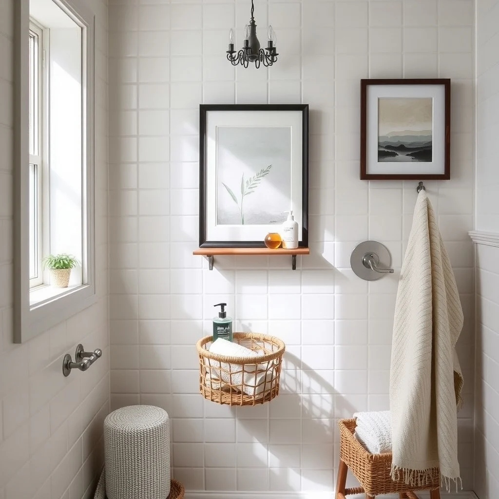 Small Shower Storage Ideas Without Permanent Fixtures interior: 3. Suction‑Cup Baskets That Stick to Tile - Clear or matte suction cups attached to a small woven basket offer a discreet way to store washcloths, loofahs and travel‑size shampoos. The suction creates a seal on smooth, non‑porous tile, and the basket’s open