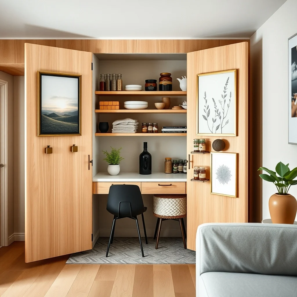 Space-Saving Food Container Storage for Small Cabinets interior: 3. Repurpose Magnetic Spice Jars on the Inside of Cabinet Doors - Many cabinet doors feature a metal back panel or can be fitted with a thin magnetic strip. Small, magnetic spice jars—often finished in matte black or brushed brass—adhere directly to this surface, turning the door